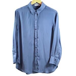 Abercrombie & Fitch Oversized Sheer Button Down Collared Shirt Medium